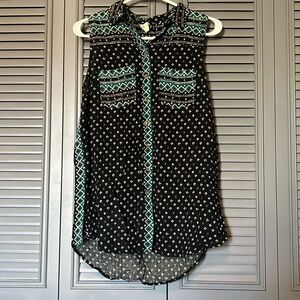 Anthropologie : Botton Down Tank Top Blouse - Small